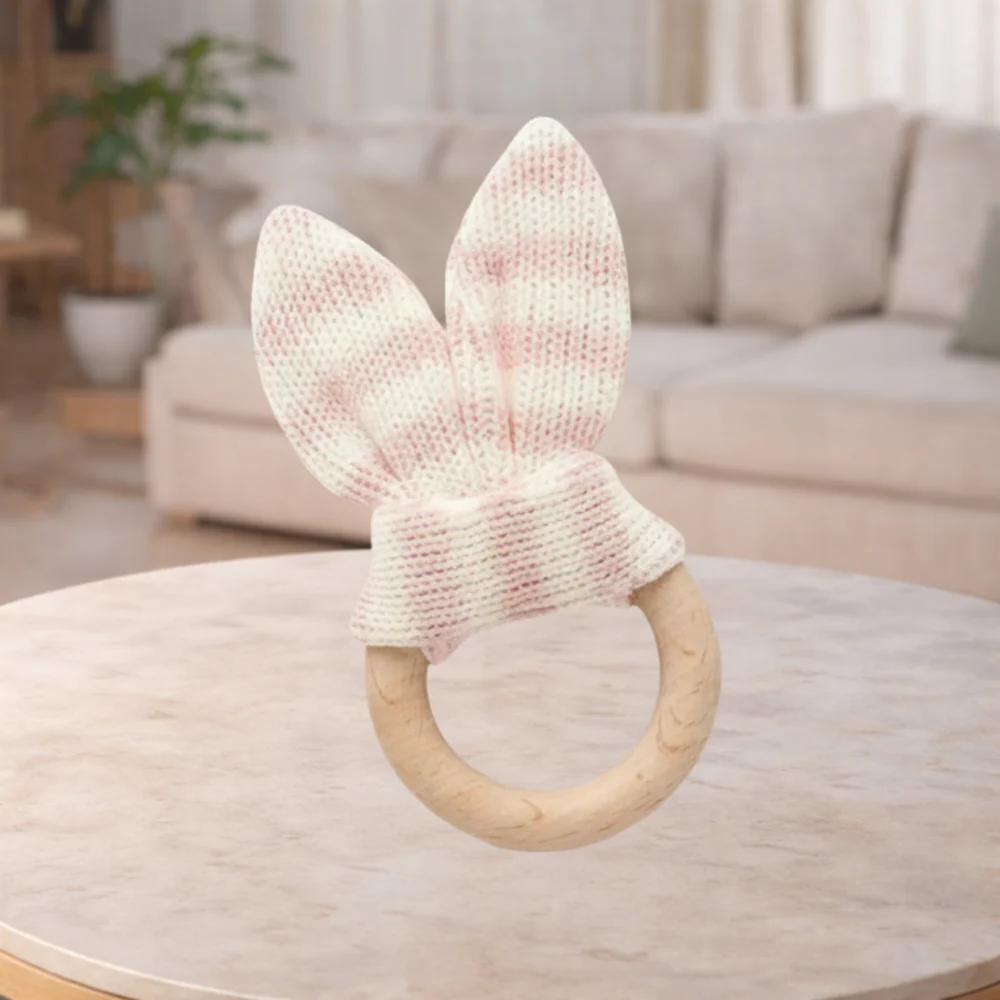 Pure Baby Rose Rabbit Ear Teether