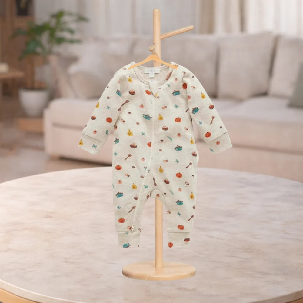 Pure Baby Veg Soup Printed Zip Grow Suit