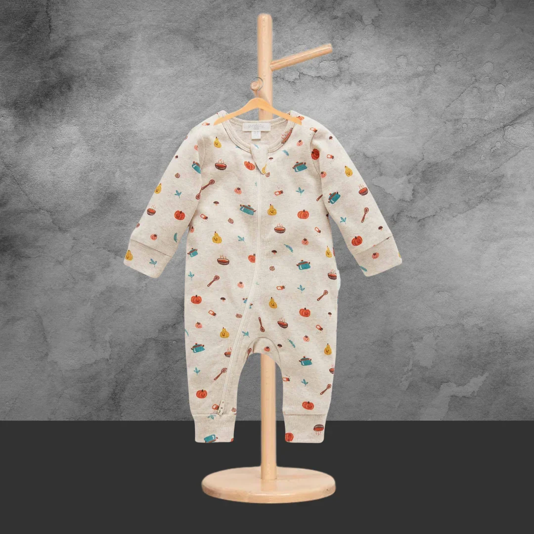 Pure Baby Veg Soup Printed Zip Grow Suit - Image 2