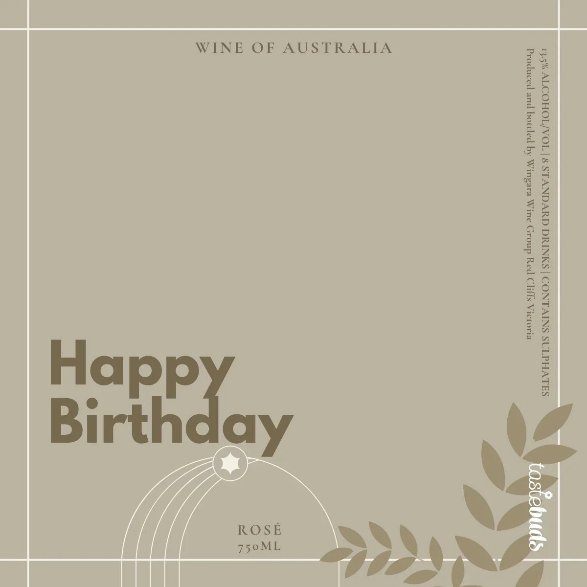 Happy Birthday Rose Wine Label