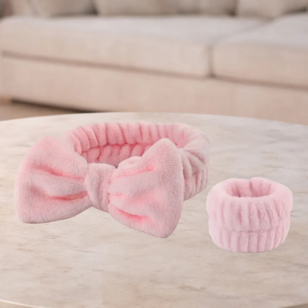 Spa Head Band and Wrist Band Pink