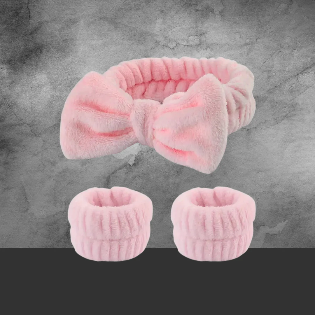 Spa Head Band and Wrist Band Pink - Image 2