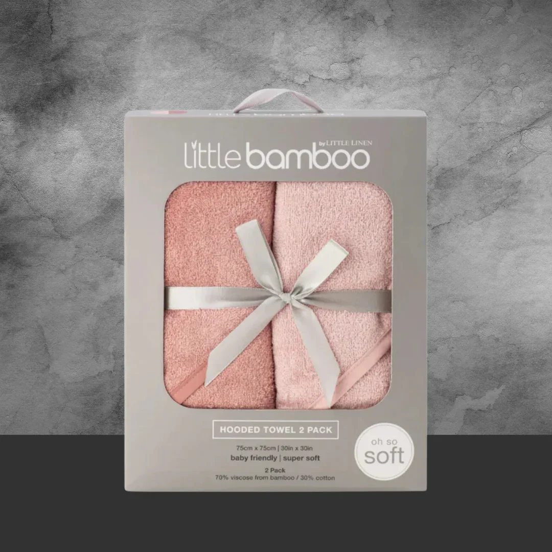 Tlcc Little Bamboo Hooded Towel 2Pk - Dusty Rose - Image 2