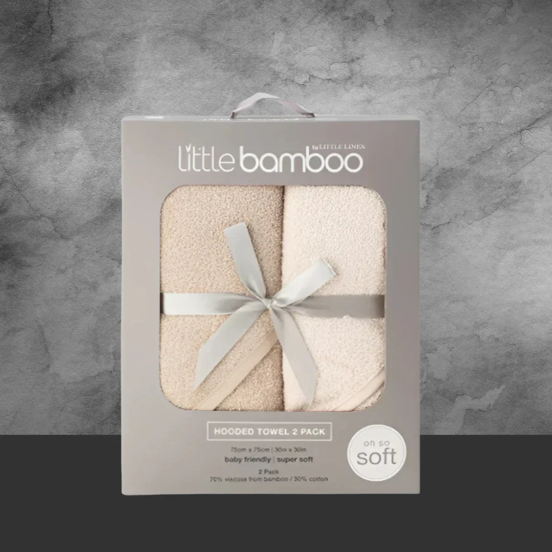 TLLC Little Bamboo Hooded Towel 2Pk - Iced Coffee - Image 2