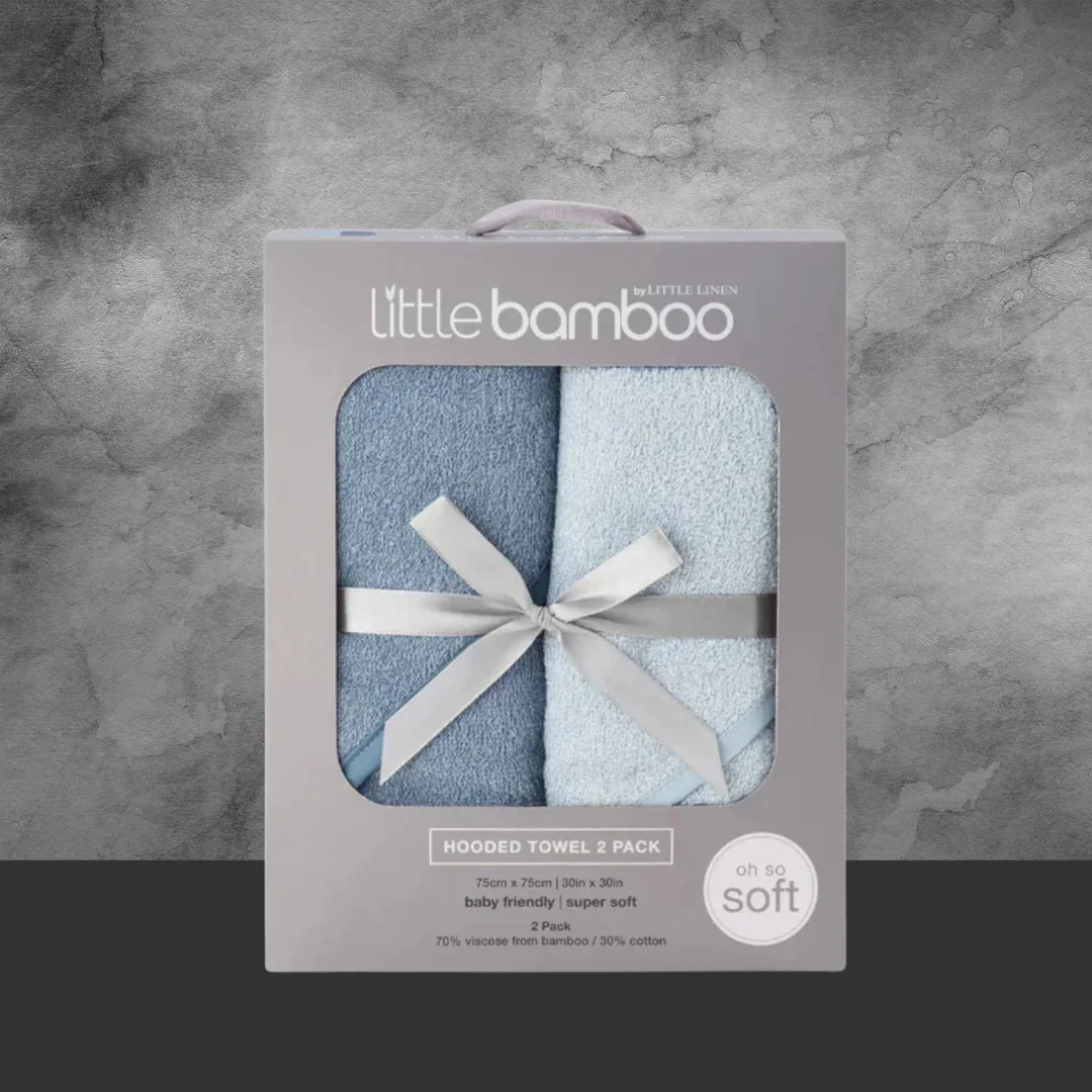 TLLC Little Bamboo Hooded Towel 2Pk - Retro Blue - Image 2