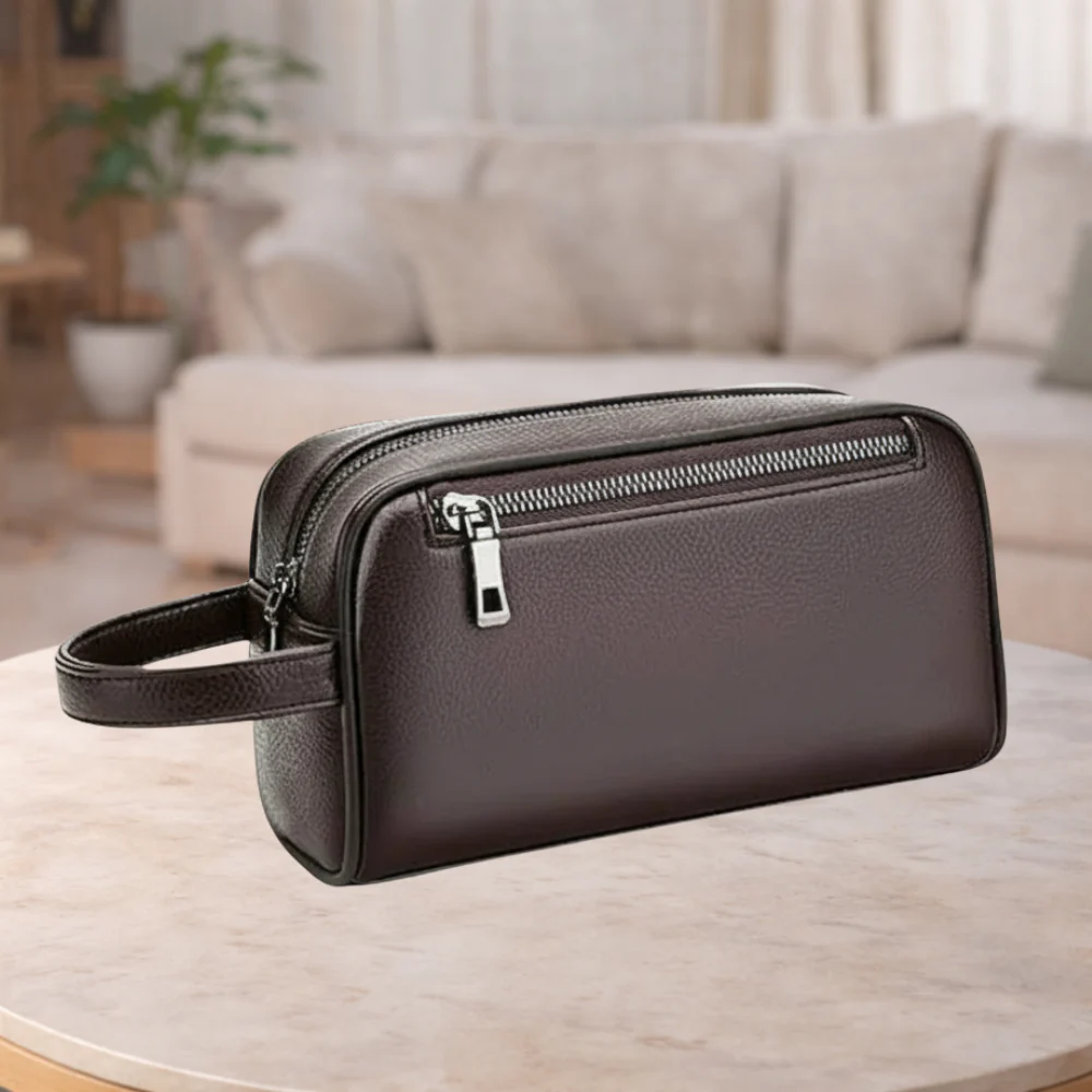 Toiletry Bag Brown Leather