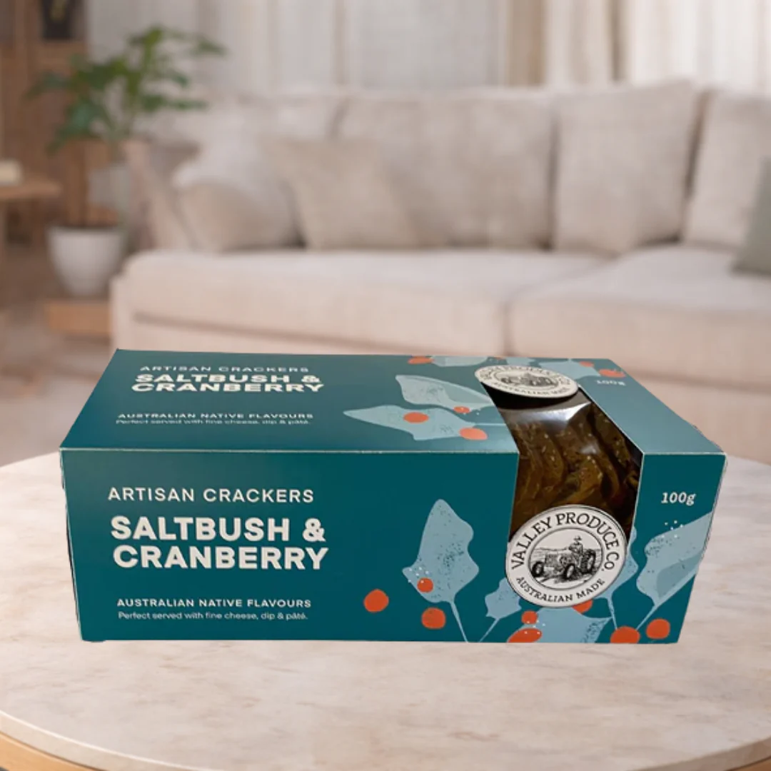 Valley Produce Co Artisan Crackers Saltbush & Cranberry 100g