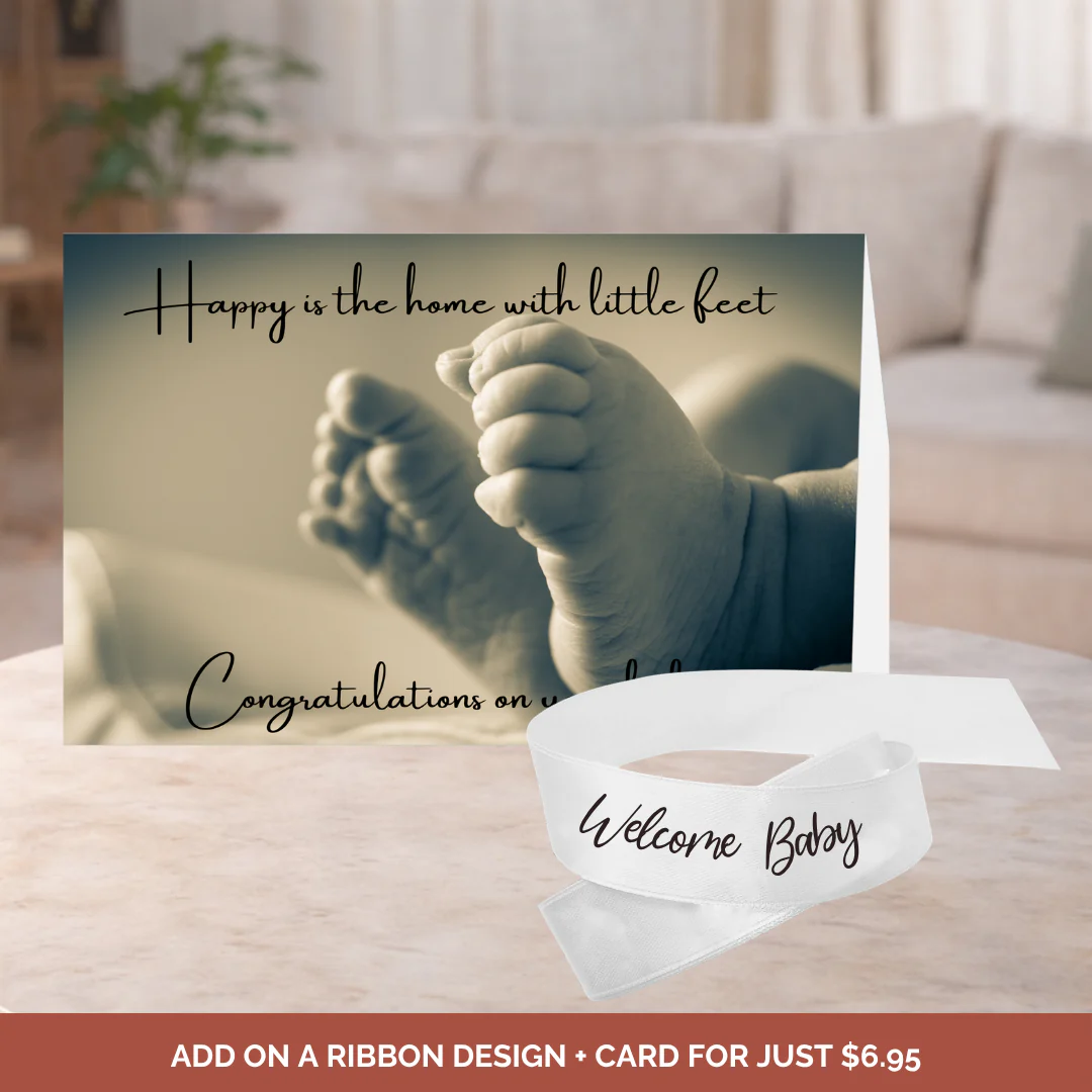 Welcome Baby Bouquet Ribbon + Card Bundle